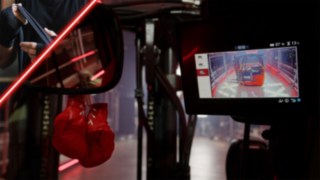 Operator cabin of a Linde electric forklift truck with integrated display